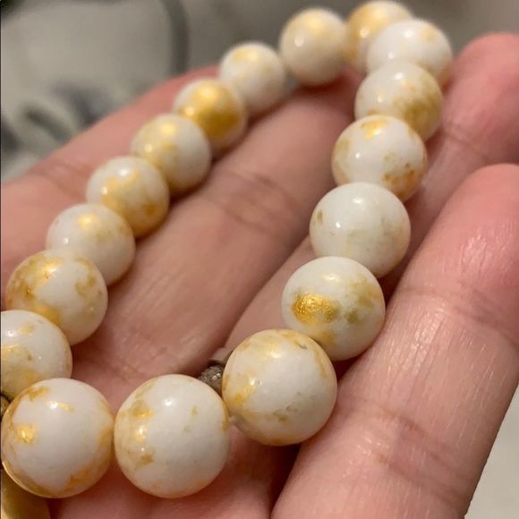 14kt gf White jade plated with‎ gold bracelet - Picture 7 of 8